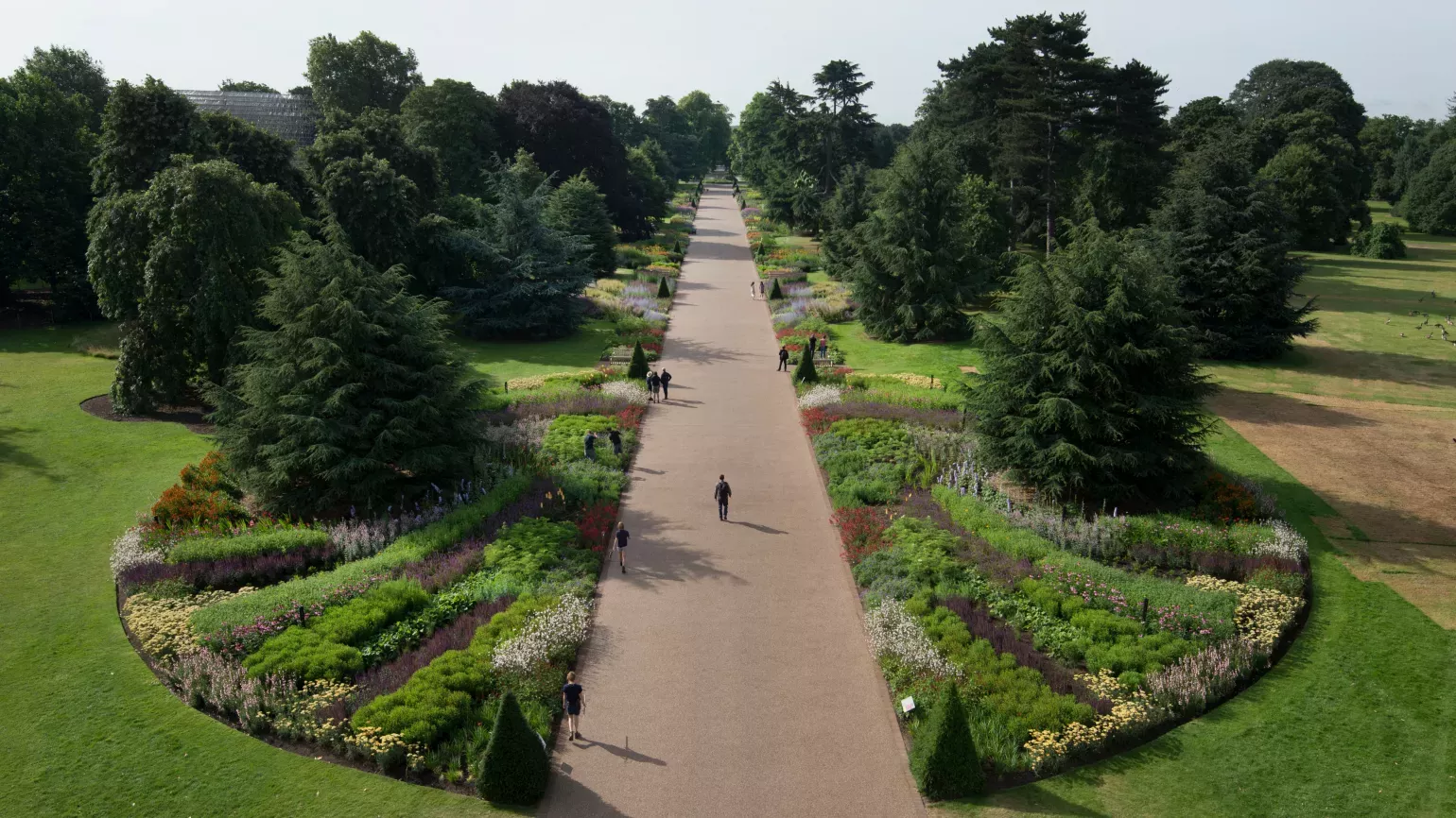 Aerial view of the Great Broad Walk Borders © RBG Kew Aerial view of the Great Broad Walk Borders